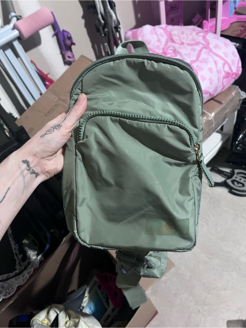 adidas Olive Green Nylon Mini Backpack
